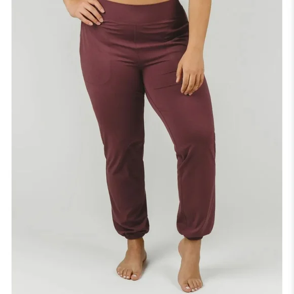 ZYIA Maroon High-Rise Track Joggers - Picture 2 of 2